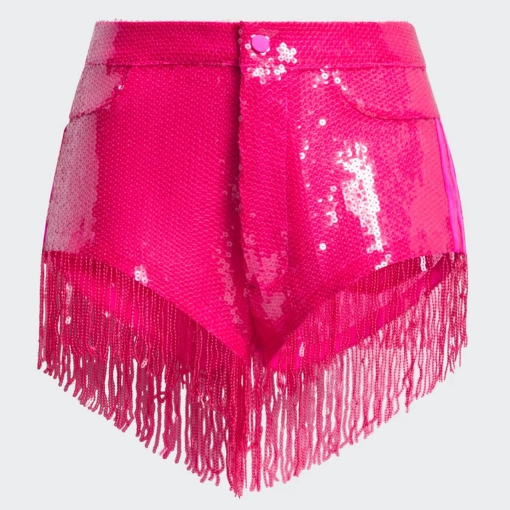 Pink sequined Ivy park x Adidas shorts